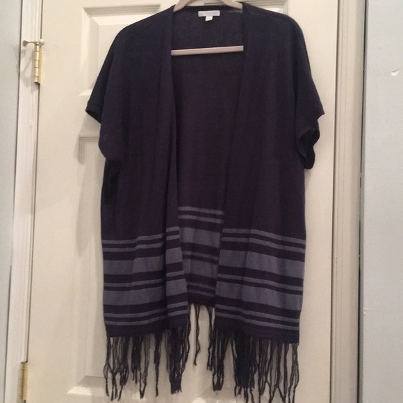 New York & Company Sweaters - NY&Co navy & light blue short sleeve open front sweater